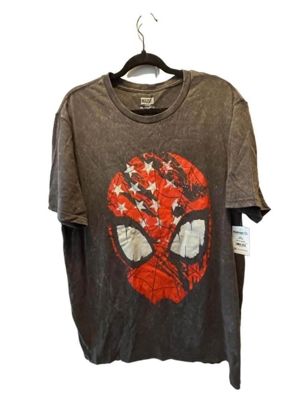 Marvel Men's Spider-Man Americana Flag Mask Graphic Tee
